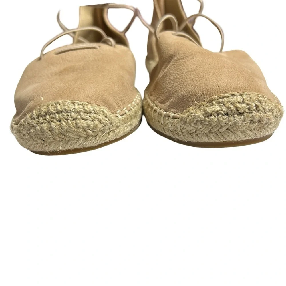 Eileen Fisher Tan Taupe Suede Leather Closed Toe Espadrilles, Size 7.5